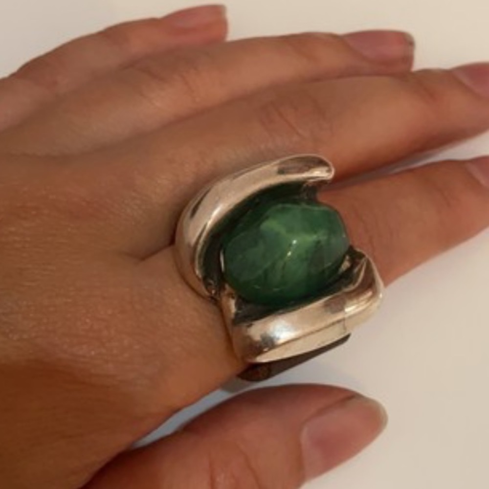 Handmade brass / resin / leather ring